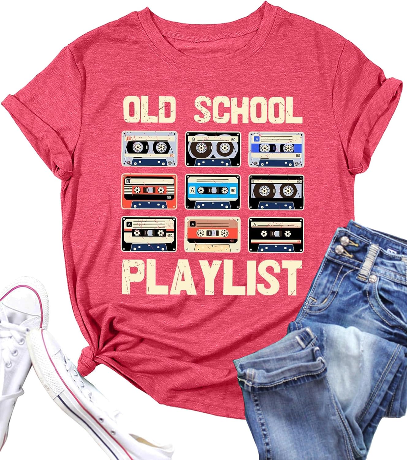 80s for Women 90s Old School Playlist Cassette Tape - Adult & Kids T-Shirts, Sweatshirts & Hoodies apparel design preview 1