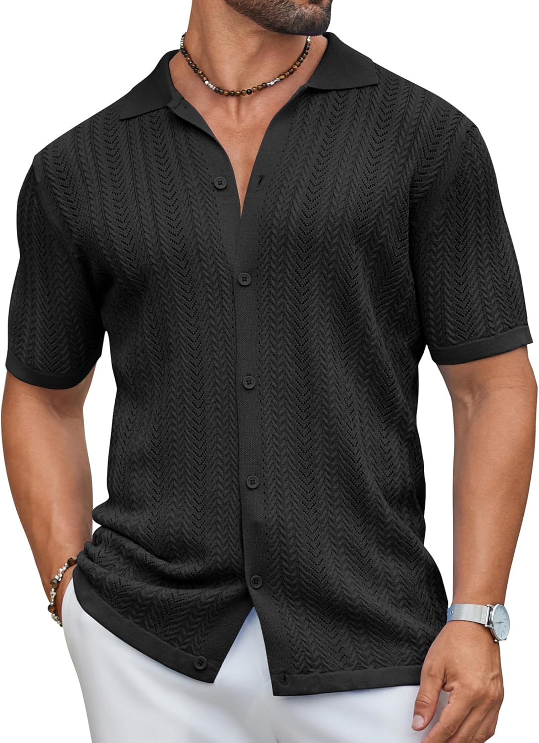 Mens Knit 2025 Short Sleeve Casual Button Down Summer - Adult & Kids T-Shirts, Sweatshirts & Hoodies apparel design preview 1