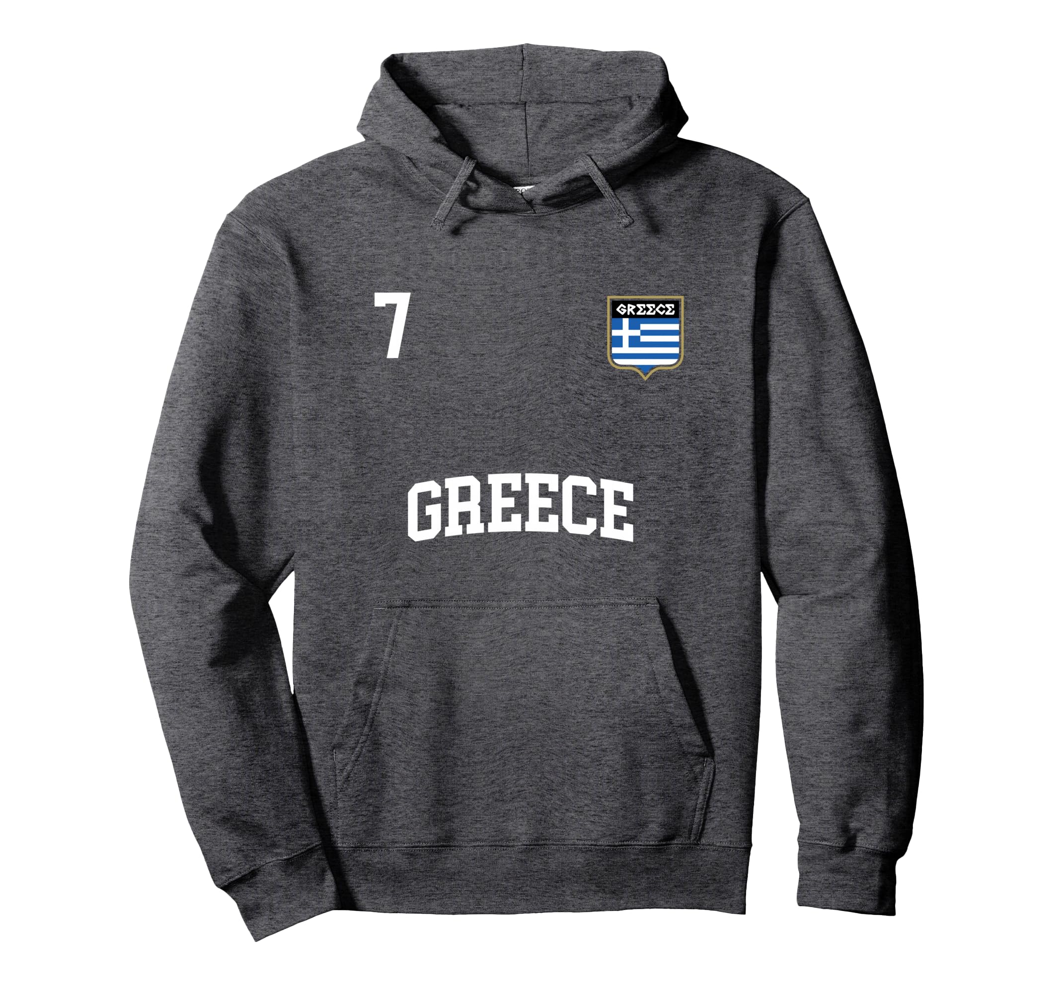 Greece No 7 Greek Flag Football Soccer Hoodie - Minimalist Print Unisex - T-Shirt, Sweatshirt, Hoodie