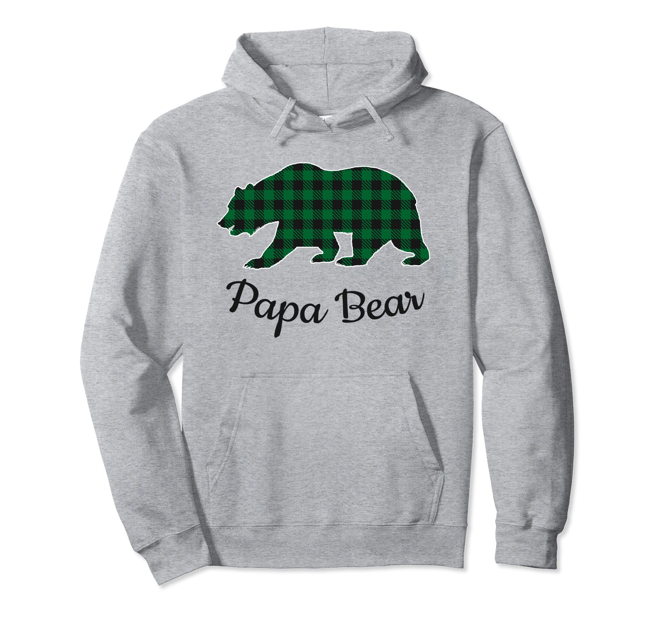 Papa Bear Pajama Green Buffalo Plaid Hoodie - Custom Art Print Men Women - T-Shirt, Sweatshirt, Hoodie