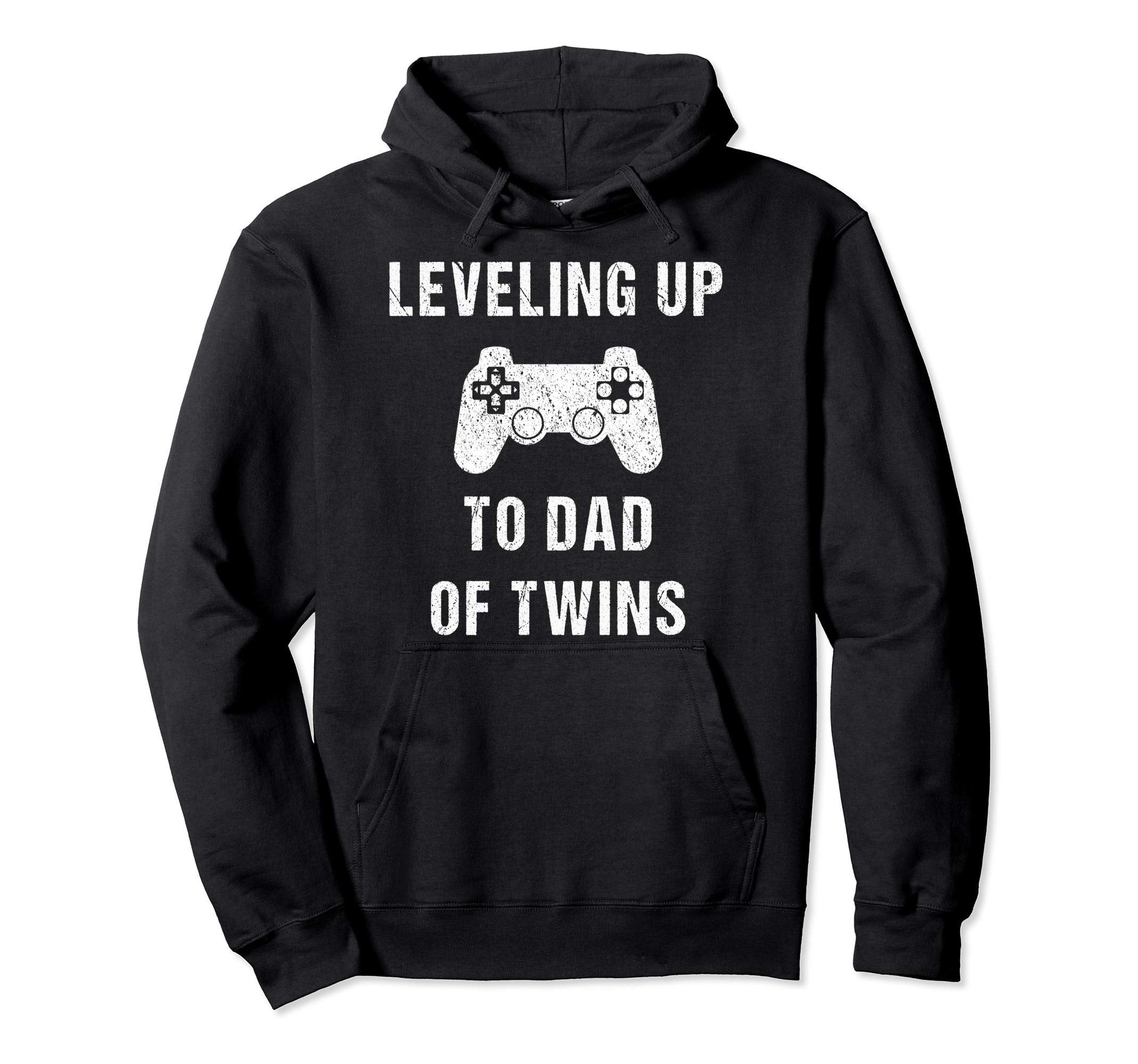 Leveling Up To Dad Twins Gift Hoodie - Casual Everyday Wear Unisex - T-Shirt, Sweatshirt, Hoodie