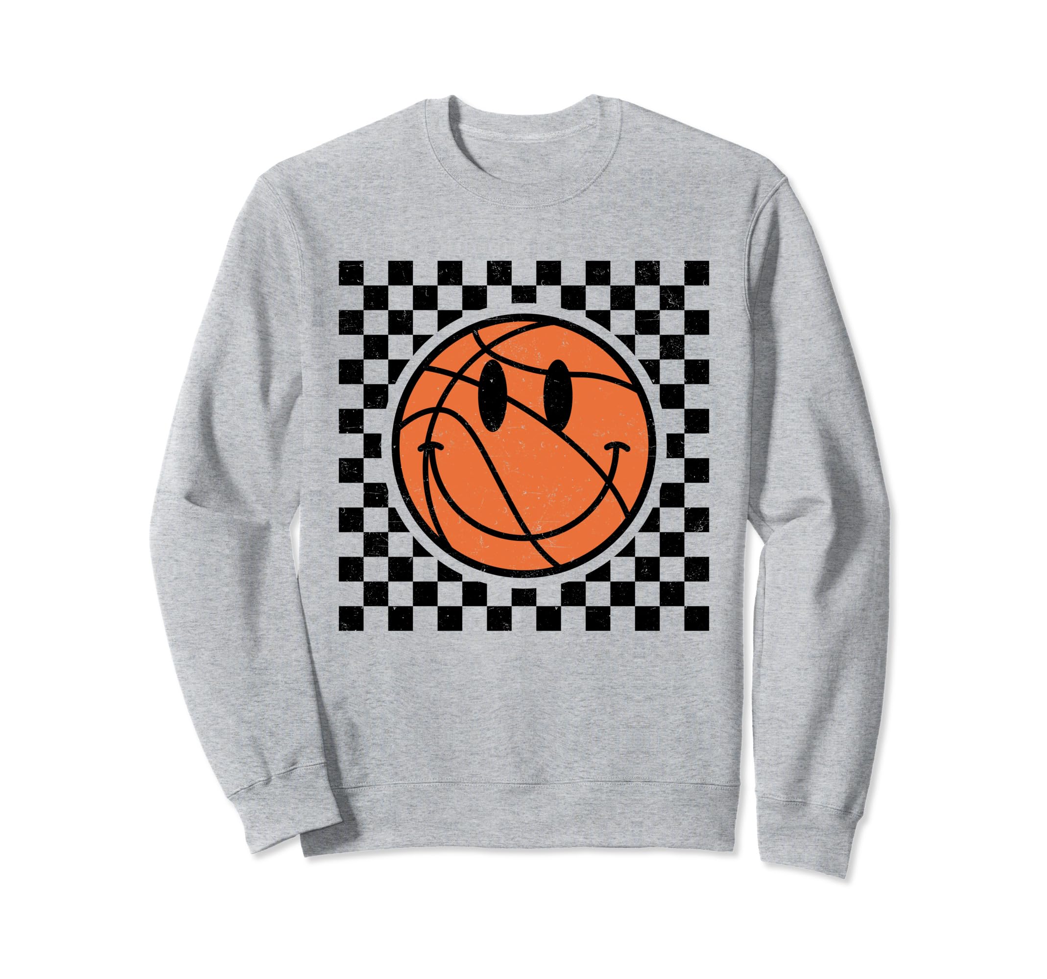 Game Day Basketball Smile Face Sweatshirt - Aesthetic Graphic Men Women - T-Shirt, Sweatshirt, Hoodie