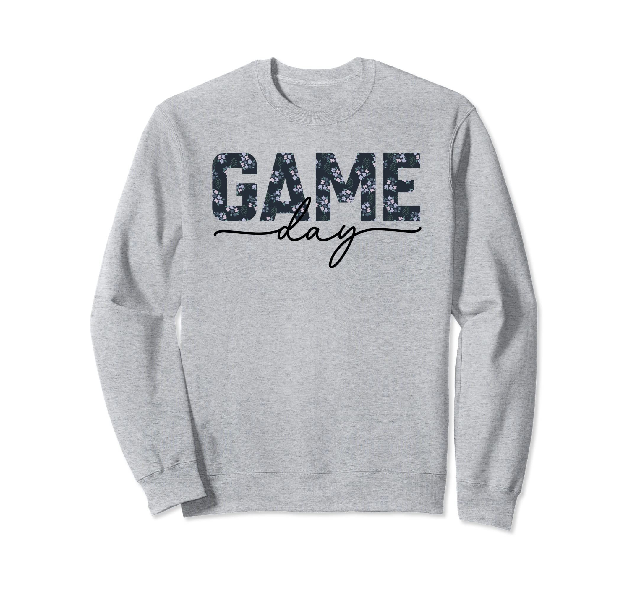 Game Day Spirit Blue Floral Sweatshirt - Casual Everyday Wear for Adults - T-Shirt, Sweatshirt, Hoodie