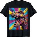 "Roaring T Rex" Colorful Pop Art Dinosaur Graphic - Adult & Kids T-Shirts, Sweatshirts & Hoodies apparel design preview 1