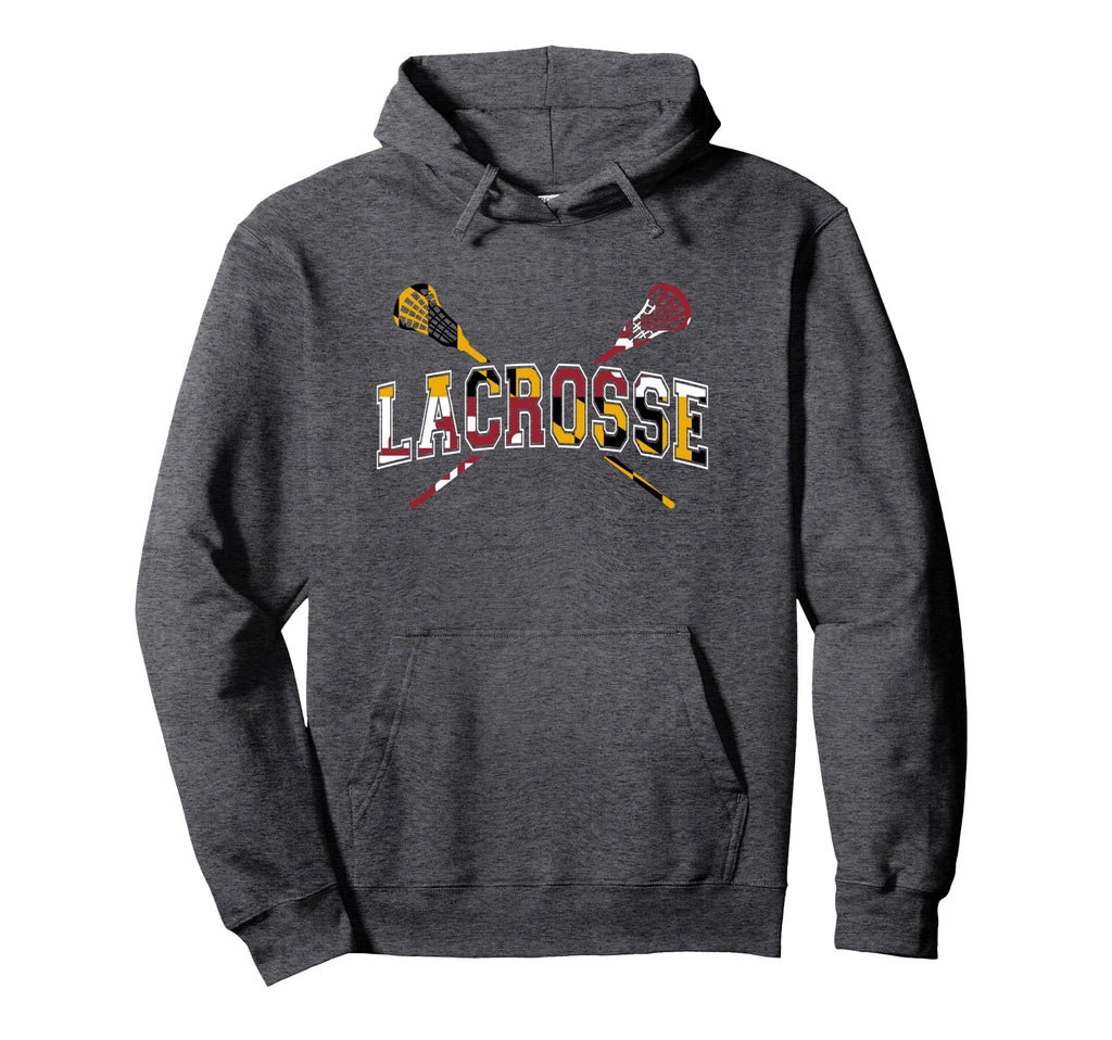 Maryland Flag Lacrosse Stick Lax Mom Dad Hoodie - Trendy Graphic for Adults - T-Shirt, Sweatshirt, Hoodie