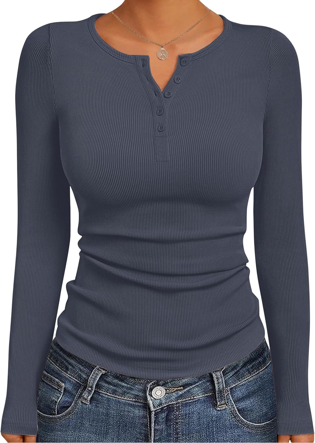 Women's Henley Button Ribbed Knit Tops Basic Layering - Adult & Kids T-Shirts, Sweatshirts & Hoodies apparel design preview 1