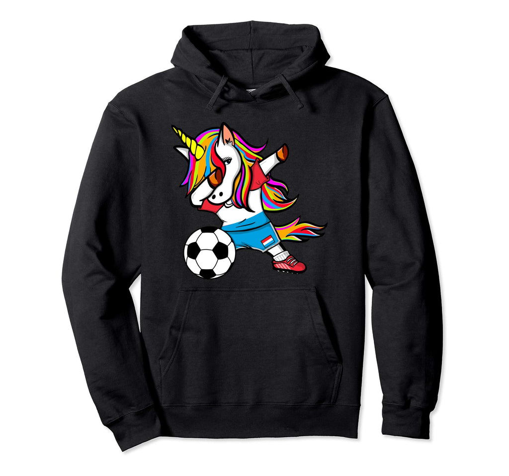 Dabbing Unicorn Luxembourg Football Hoodie - Custom Art Print Men Women - T-Shirt, Sweatshirt, Hoodie