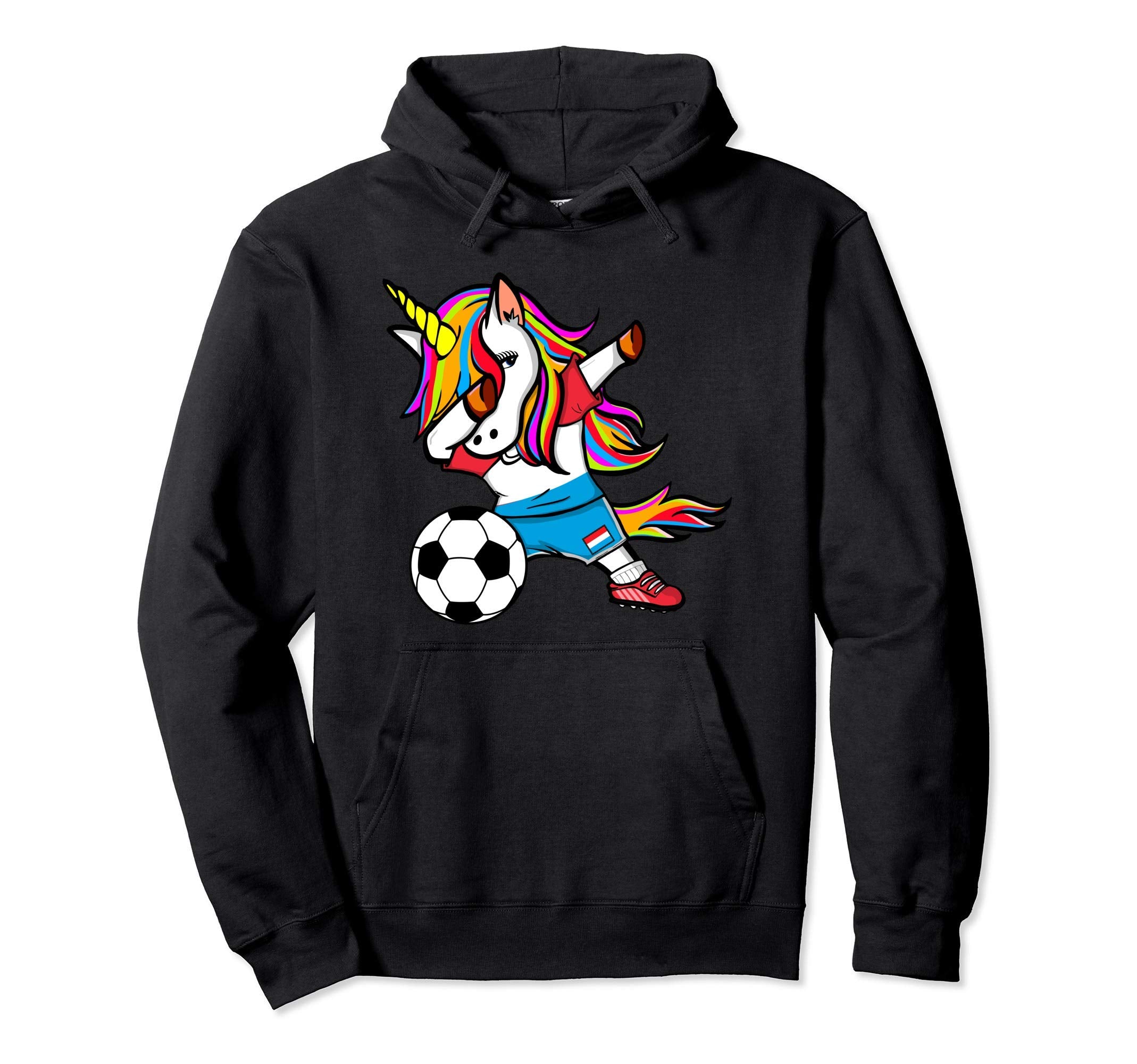 Dabbing Unicorn Luxembourg Football Hoodie - Custom Art Print Men Women - T-Shirt, Sweatshirt, Hoodie