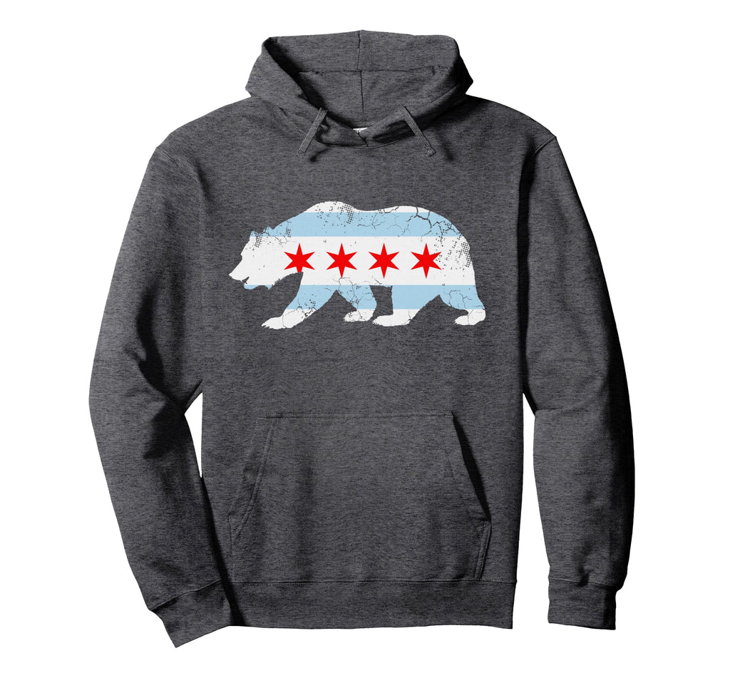 California Bear Chicago Flag Hoodie - Novelty Apparel for Adults - T-Shirt, Sweatshirt, Hoodie