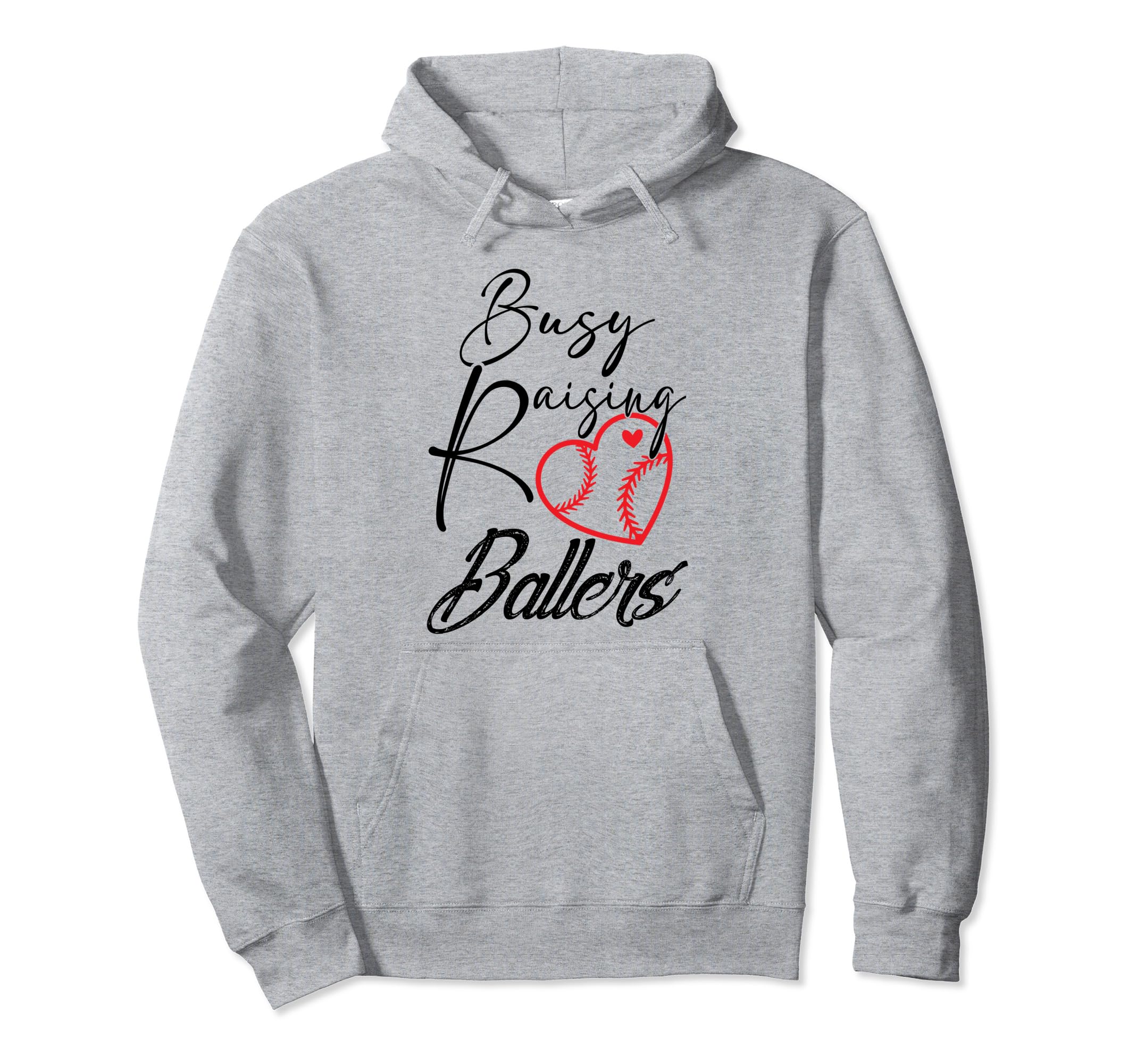 Busy Raising Ballers Heart Softball Hoodie - Casual Everyday Wear Unisex - T-Shirt, Sweatshirt, Hoodie