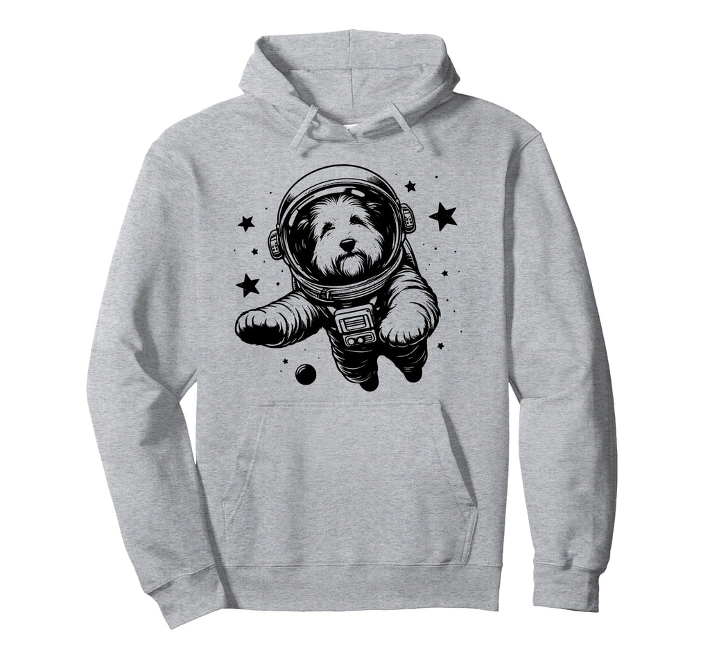 Dog Dad Mom Space Astronaut Bearded Collie Hoodie - Unique Graphic Unisex - T-Shirt, Sweatshirt, Hoodie