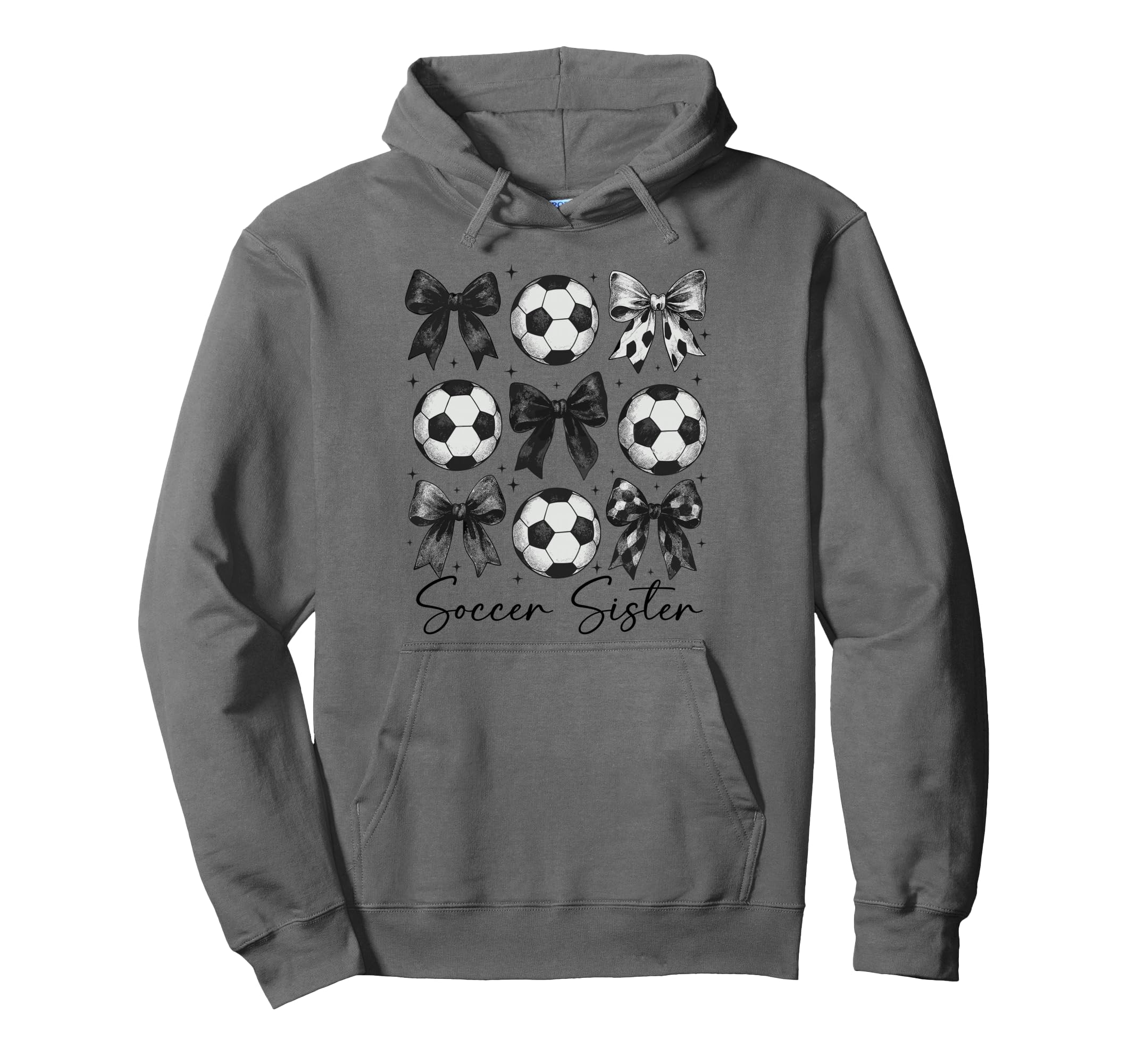 Soccer Sister Funny Coquette Bow Soccer Hoodie - Trendy Graphic Men Women - T-Shirt, Sweatshirt, Hoodie