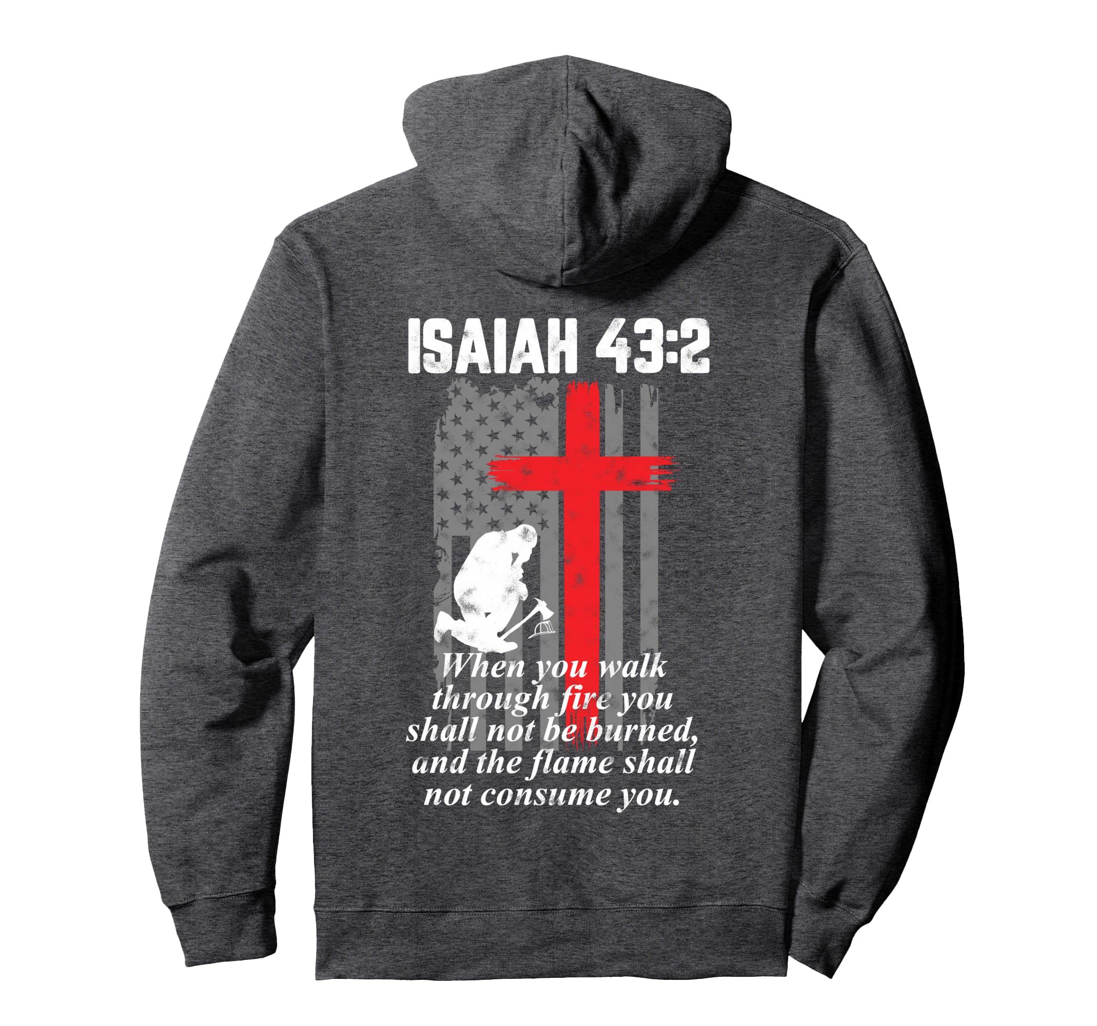 Thin Red Line Firefighter Cross Hoodie - Aesthetic Graphic for Adults - T-Shirt, Sweatshirt, Hoodie