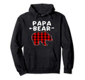 Papa Bear Black Red Plaid Bear Hoodie - Aesthetic Graphic Men Women - T-Shirt, Sweatshirt, Hoodie