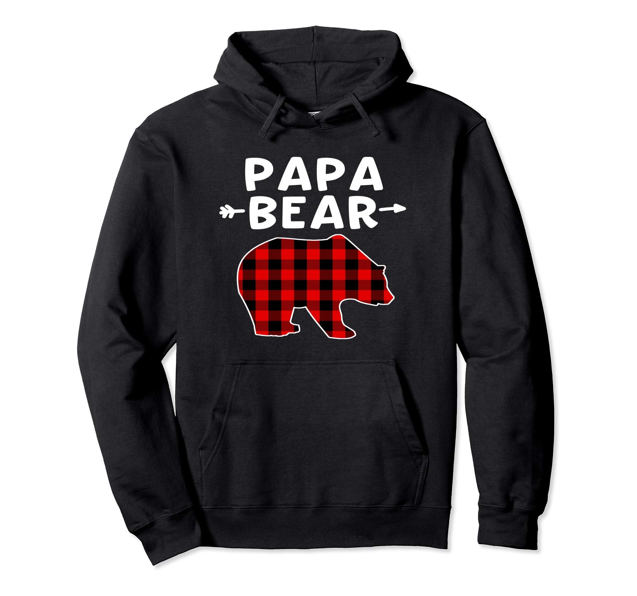 Papa Bear Black Red Plaid Bear Hoodie - Aesthetic Graphic Men Women - T-Shirt, Sweatshirt, Hoodie