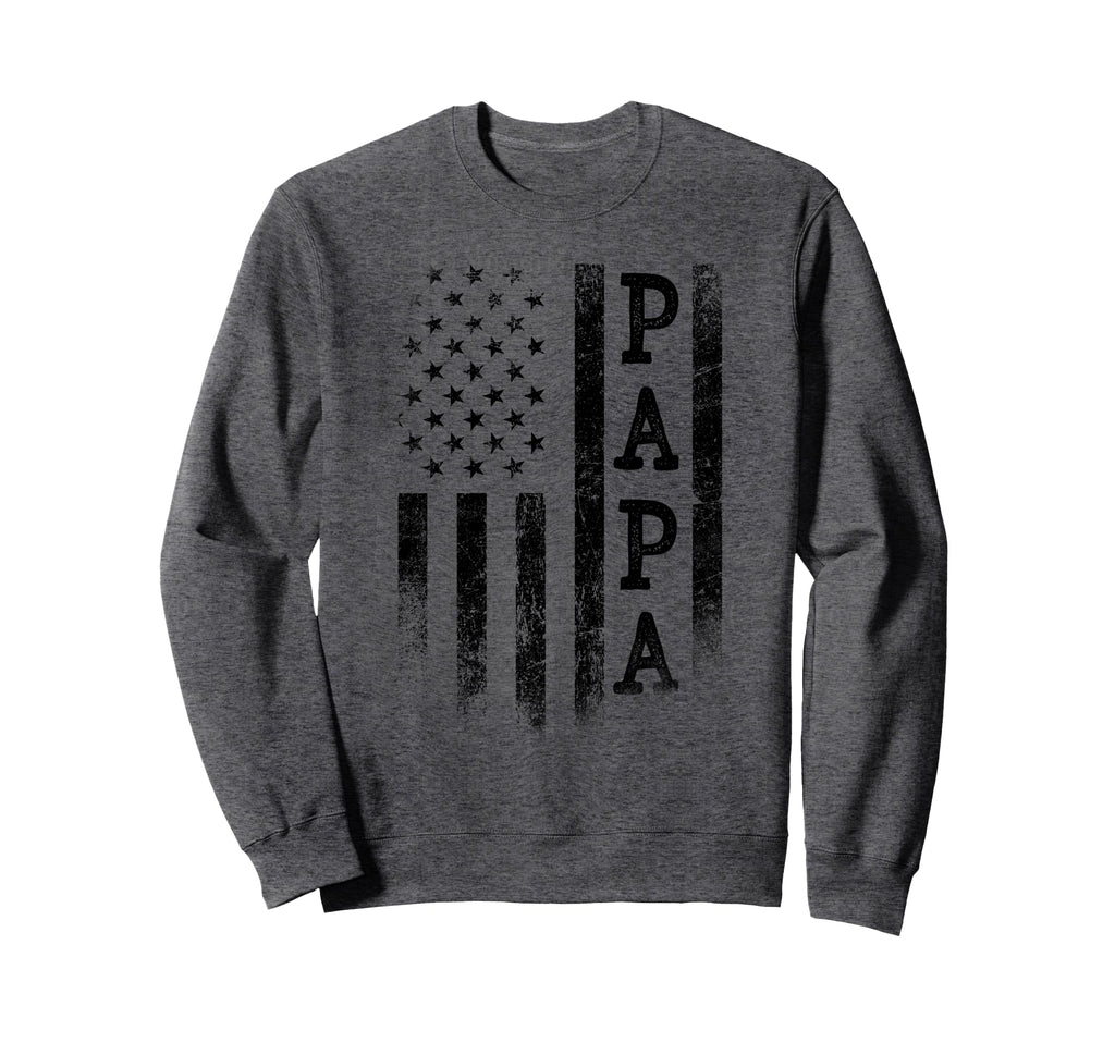 Papa Patriotic American Usa Flag Fathers Sweatshirt - Graphic Print Unisex - T-Shirt, Sweatshirt, Hoodie