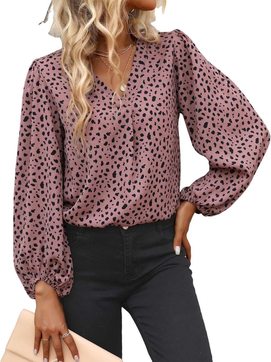 Blouses for Women, Leopard Print Chiffon Tops V Neck - Adult & Kids T-Shirts, Sweatshirts & Hoodies apparel design preview 1