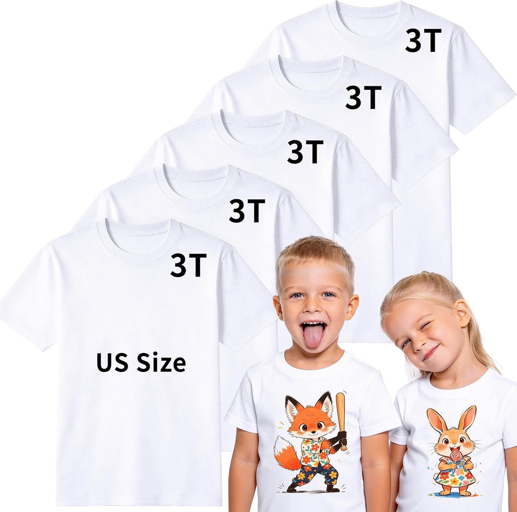 5 PCS Toddler Sublimation Blank White Polyester Crew - Adult & Kids T-Shirts, Sweatshirts & Hoodies apparel design preview 1