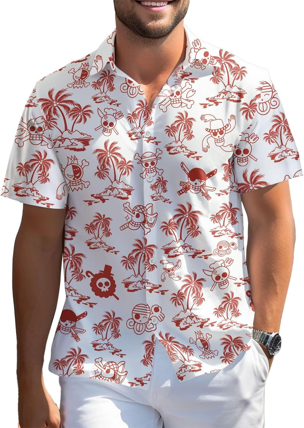 Cartoon Character Hawaiian Men Comics Movie Button - Adult & Kids T-Shirts, Sweatshirts & Hoodies apparel design preview 1