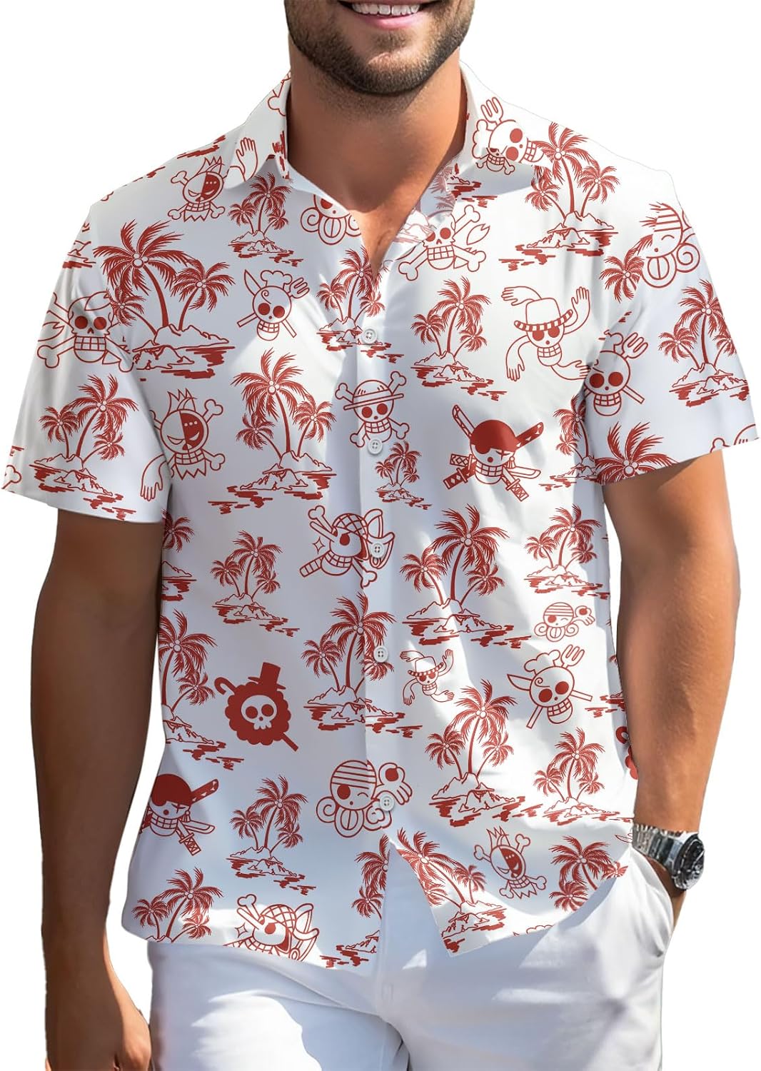 Cartoon Character Hawaiian Men Comics Movie Button - Adult & Kids T-Shirts, Sweatshirts & Hoodies apparel design preview 1
