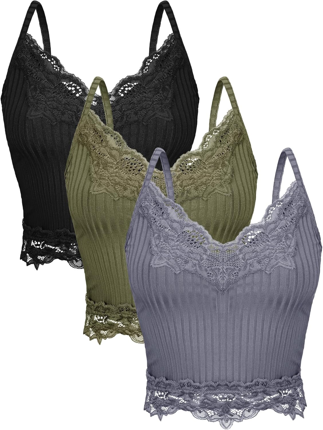 3 Pcs Women's Lace Tank Tops Y2k Camisole Patchwork - Adult & Kids T-Shirts, Sweatshirts & Hoodies apparel design preview 1
