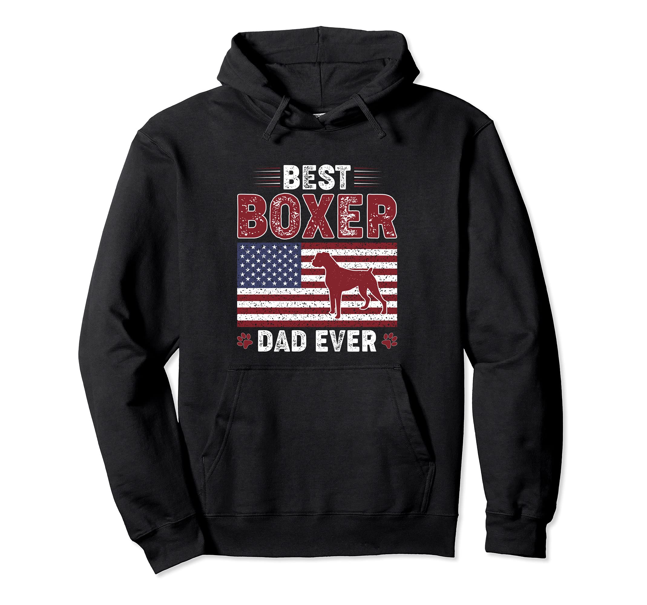 Best Boxer Dad Ever American Flag Dog Hoodie - Fun Novelty Design Unisex - T-Shirt, Sweatshirt, Hoodie
