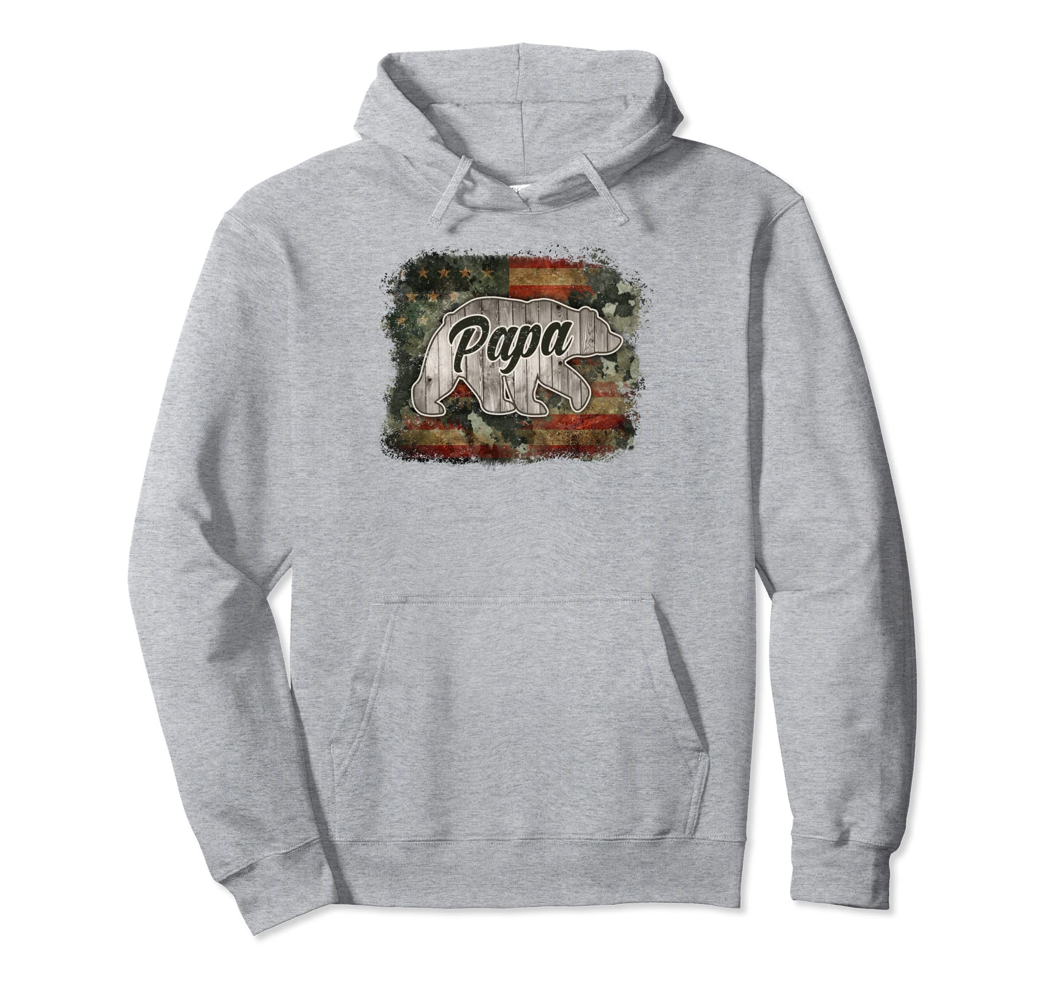 Papa Bear Distressed Us Flag Funny Hoodie - Graphic Print Men Women - T-Shirt, Sweatshirt, Hoodie