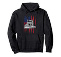 Trucker American Flag Patriotic Trucker Hoodie - Novelty Apparel Unisex - T-Shirt, Sweatshirt, Hoodie
