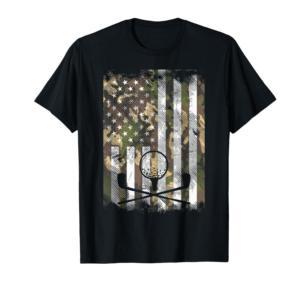 Camo American Flag Golf Golfing Patriotic T-Shirt - Unique Graphic Unisex - T-Shirt, Sweatshirt, Hoodie