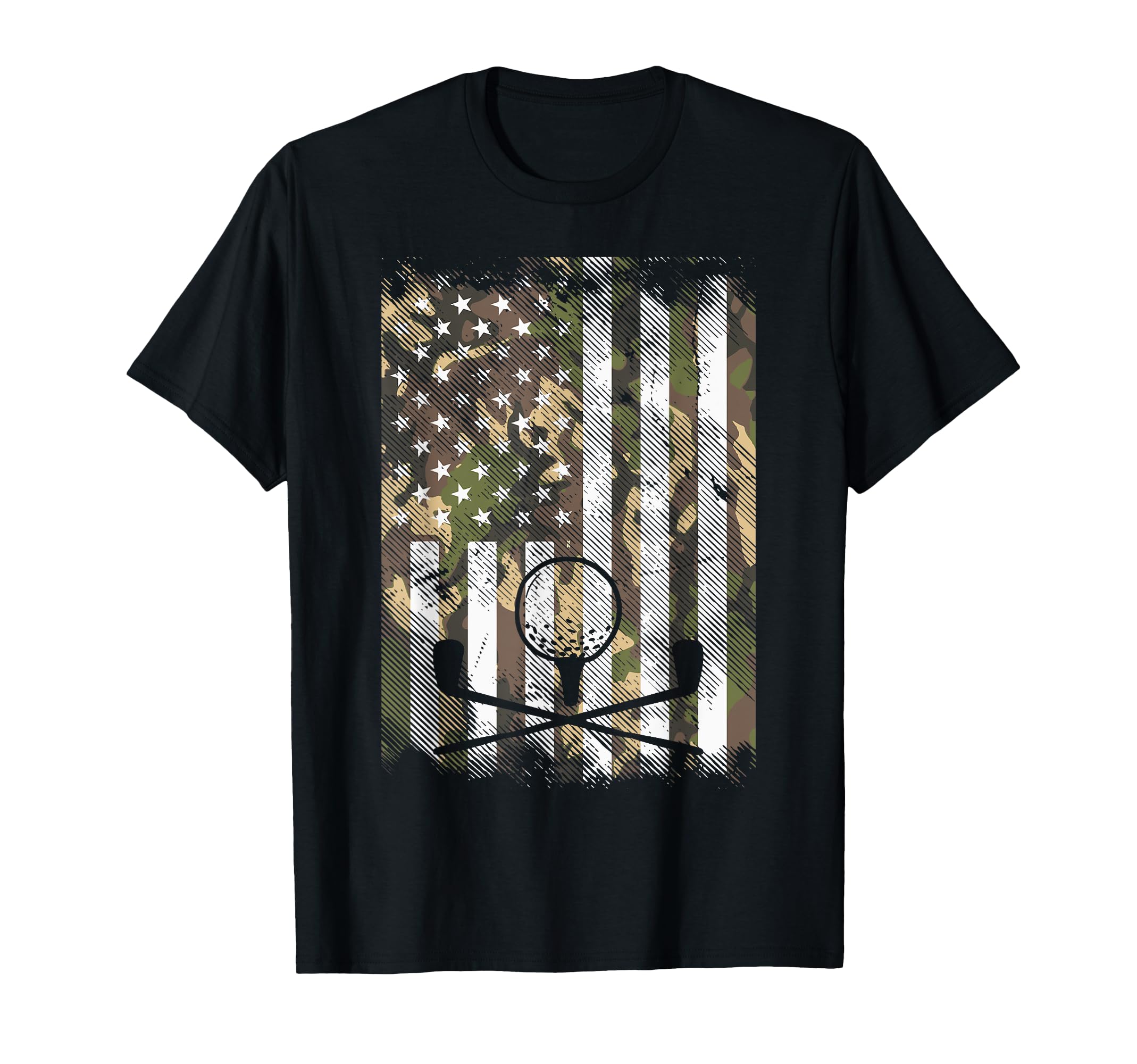 Camo American Flag Golf Golfing Patriotic T-Shirt - Unique Graphic Unisex - T-Shirt, Sweatshirt, Hoodie