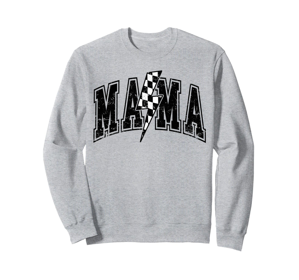 Mama Lightning Bolt Checkered Varsity Sweatshirt - Unique Graphic Unisex - T-Shirt, Sweatshirt, Hoodie