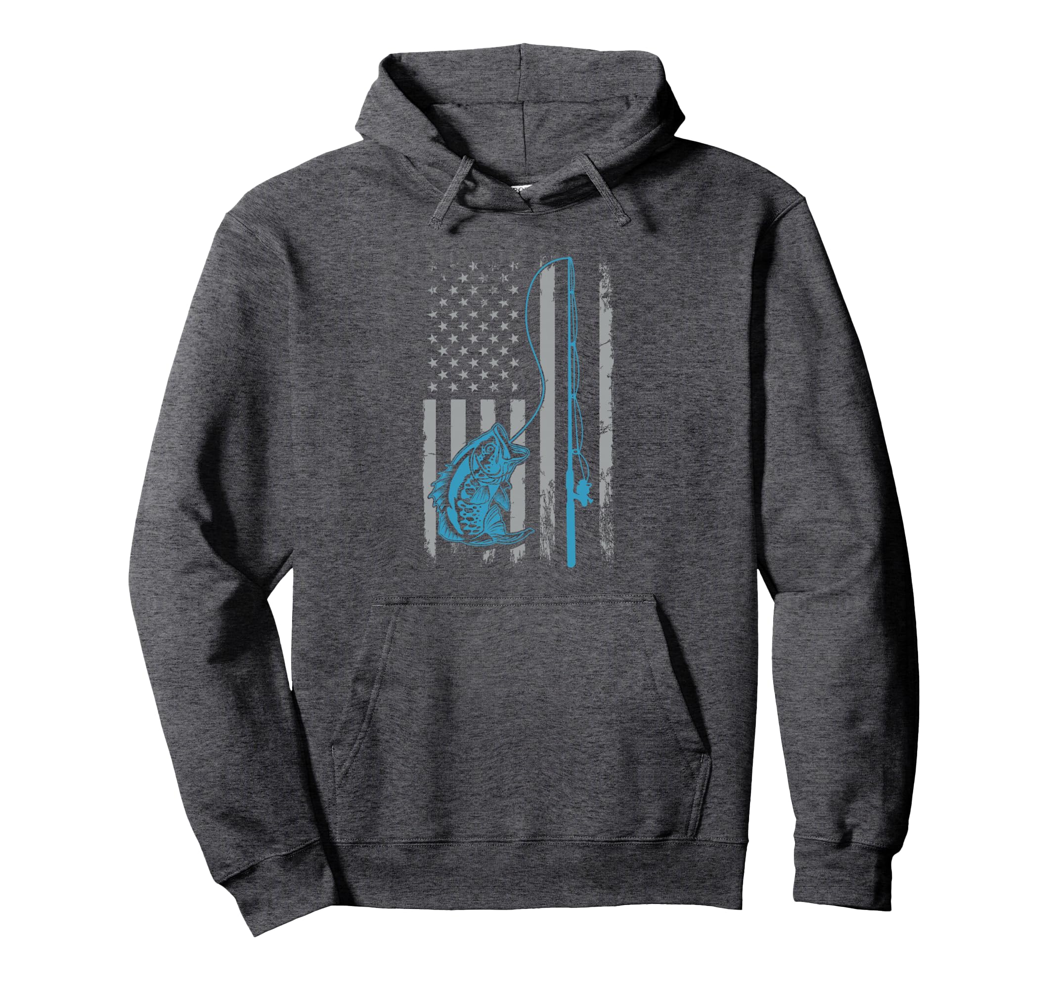 American Flag Fishing Rod Bass Fishing Hoodie - Graphic Print Men Women - T-Shirt, Sweatshirt, Hoodie
