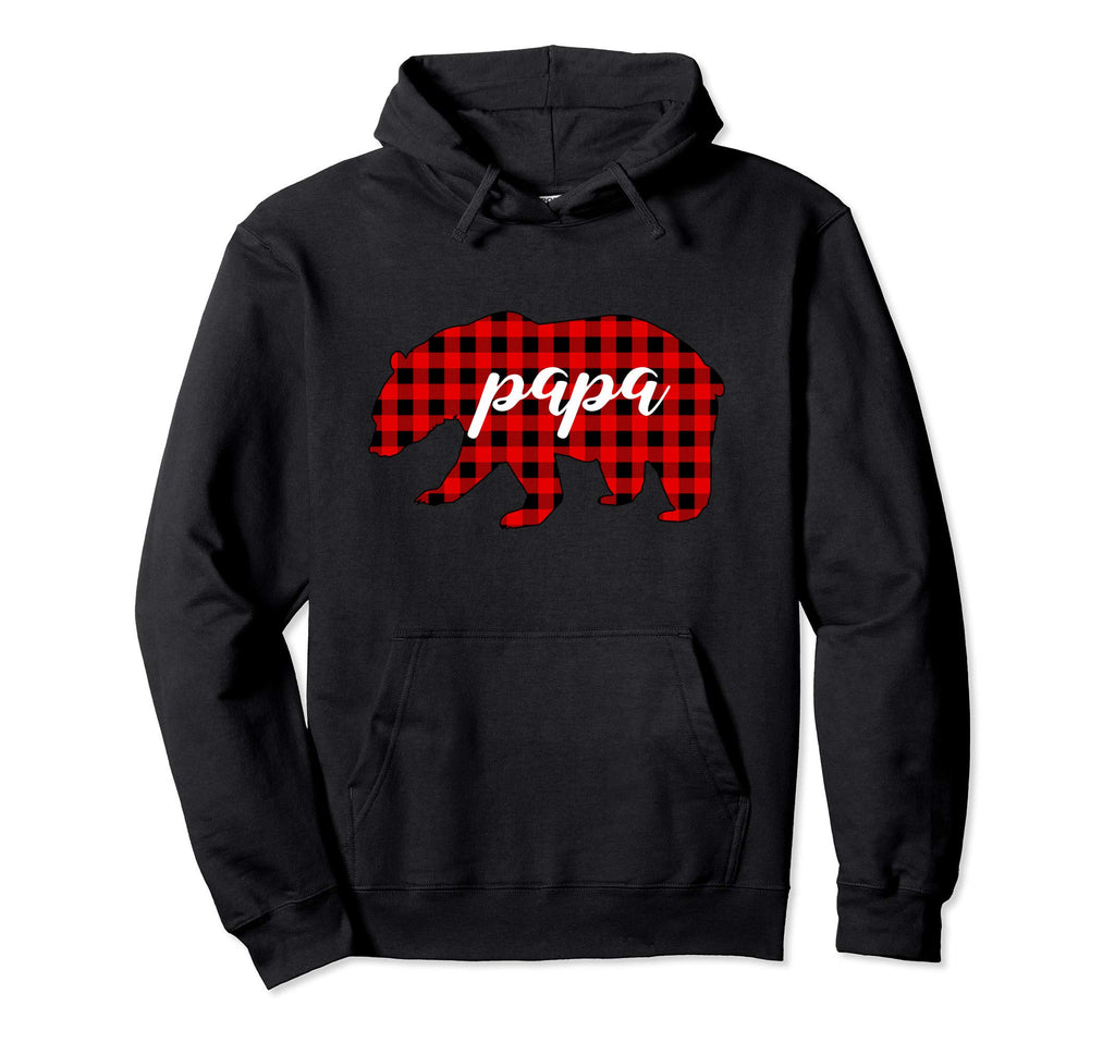 Matching Family Buffalo Plaid Papa Bear Hoodie - Novelty Apparel Unisex - T-Shirt, Sweatshirt, Hoodie