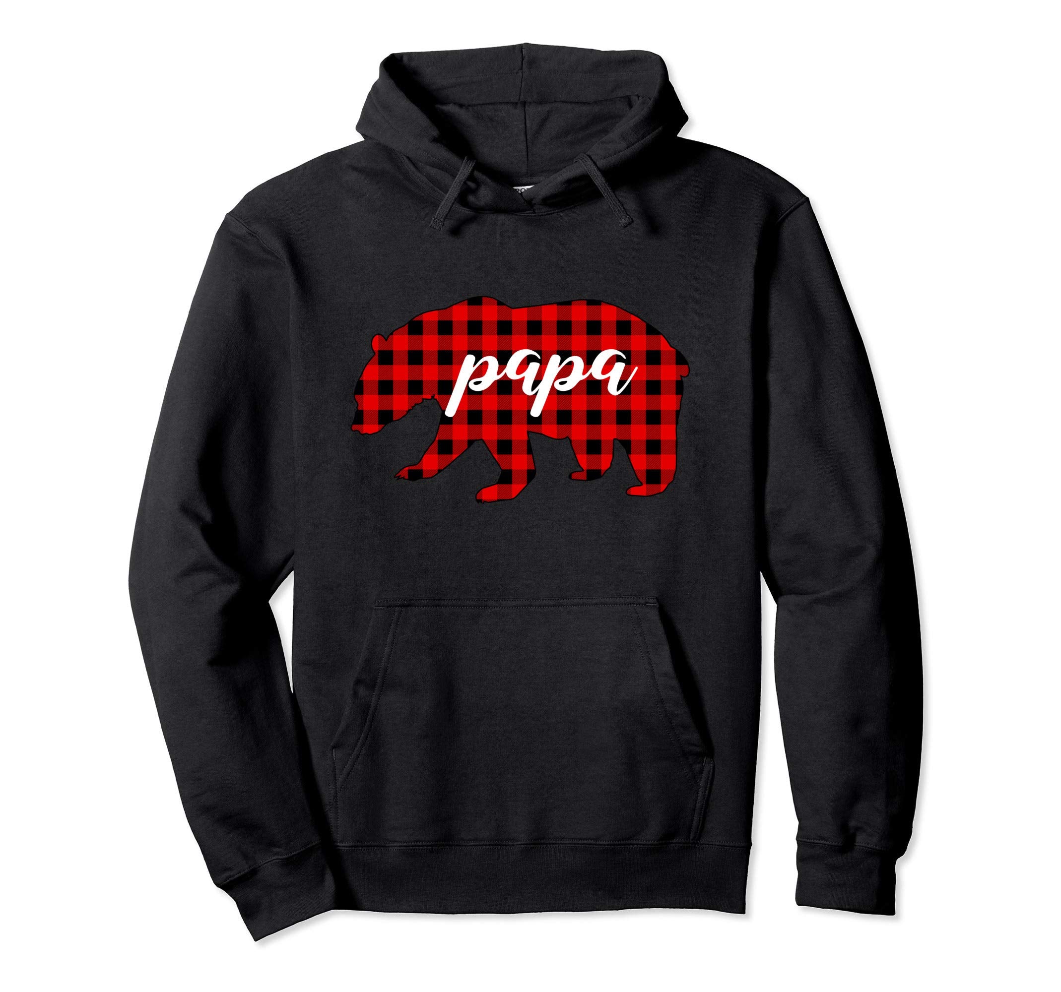 Matching Family Buffalo Plaid Papa Bear Hoodie - Novelty Apparel Unisex - T-Shirt, Sweatshirt, Hoodie