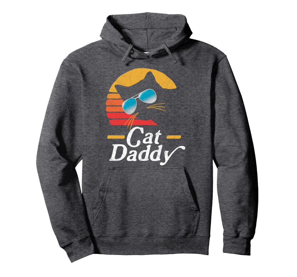 Cat Daddy 80S Cat Sunglasses Distressed Hoodie - Custom Art Print Men Women - T-Shirt, Sweatshirt, Hoodie