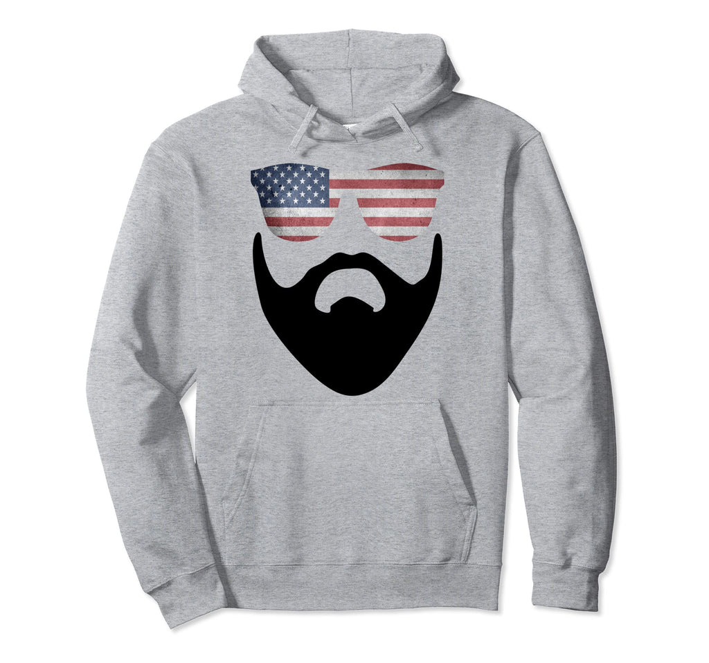 Mens Beard Patriotic American Flag Hoodie - Novelty Apparel Men Women - T-Shirt, Sweatshirt, Hoodie