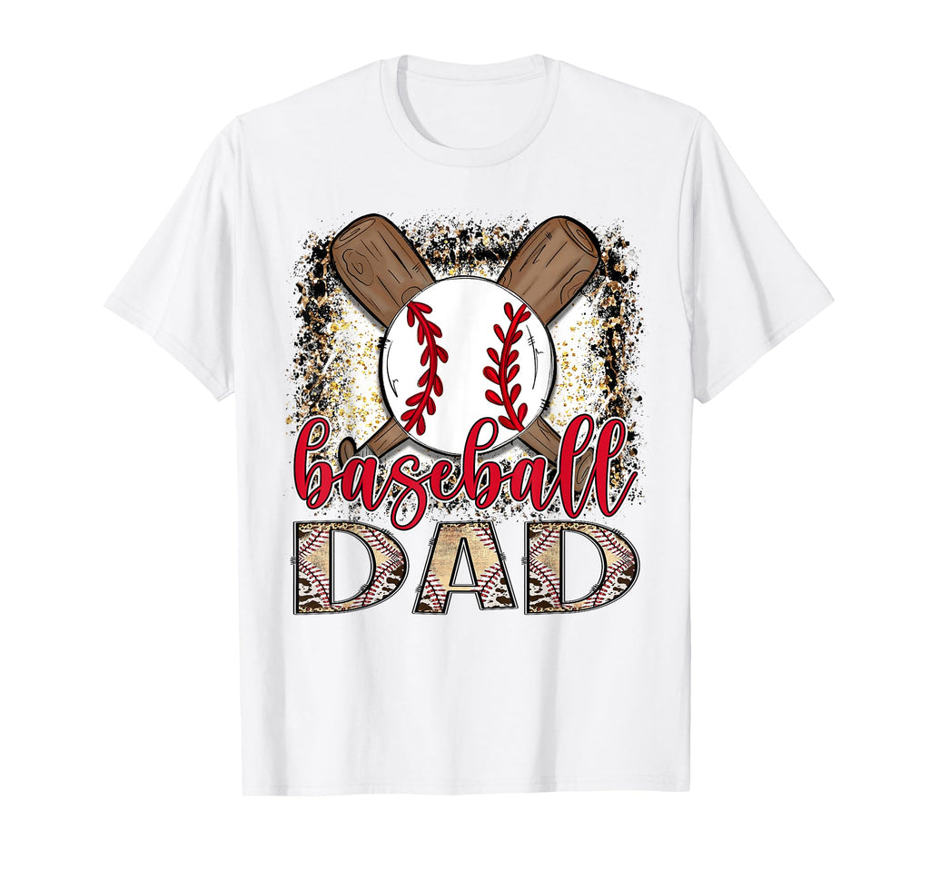 Baseball Dad Leopard Proud Ball Dad Game T-Shirt - Novelty Apparel Unisex - T-Shirt, Sweatshirt, Hoodie