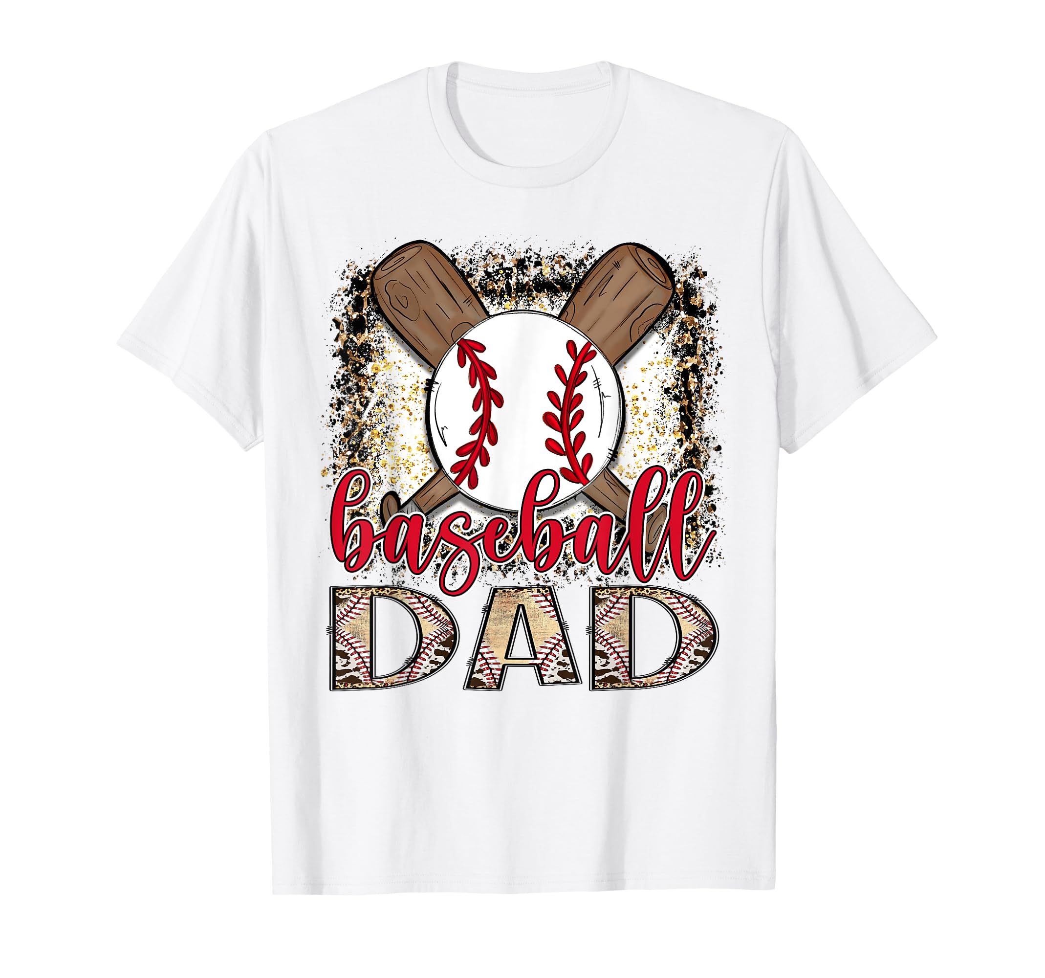 Baseball Dad Leopard Proud Ball Dad Game T-Shirt - Novelty Apparel Unisex - T-Shirt, Sweatshirt, Hoodie