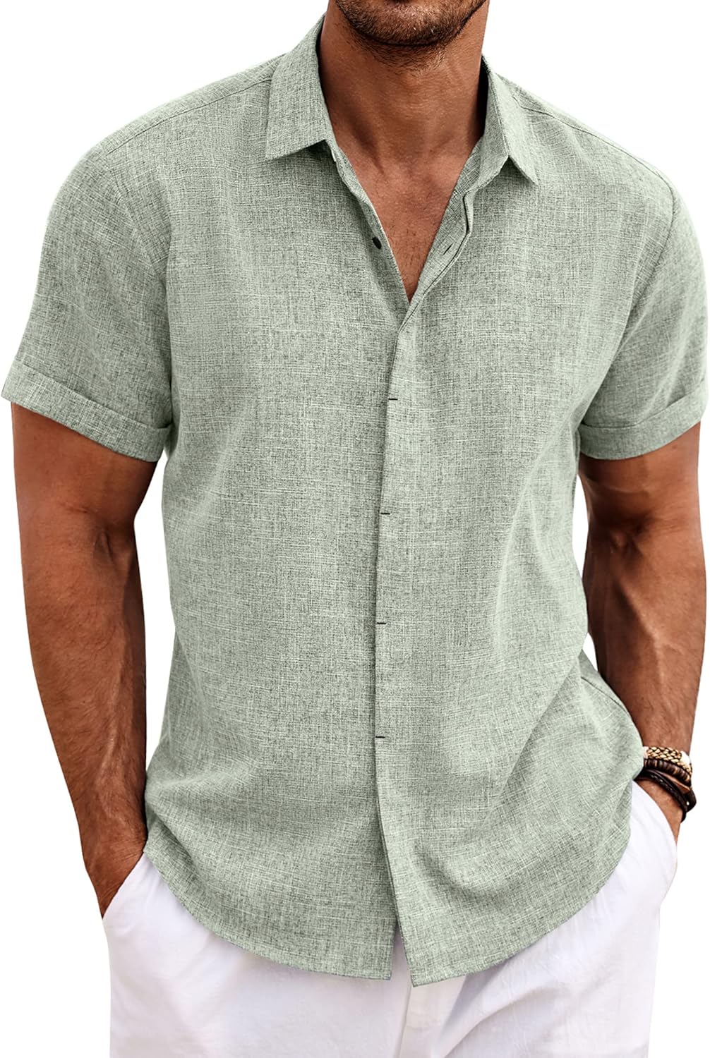 Men's Linen Short Sleeve Casual Button Down for Men - Adult & Kids T-Shirts, Sweatshirts & Hoodies apparel design preview 1