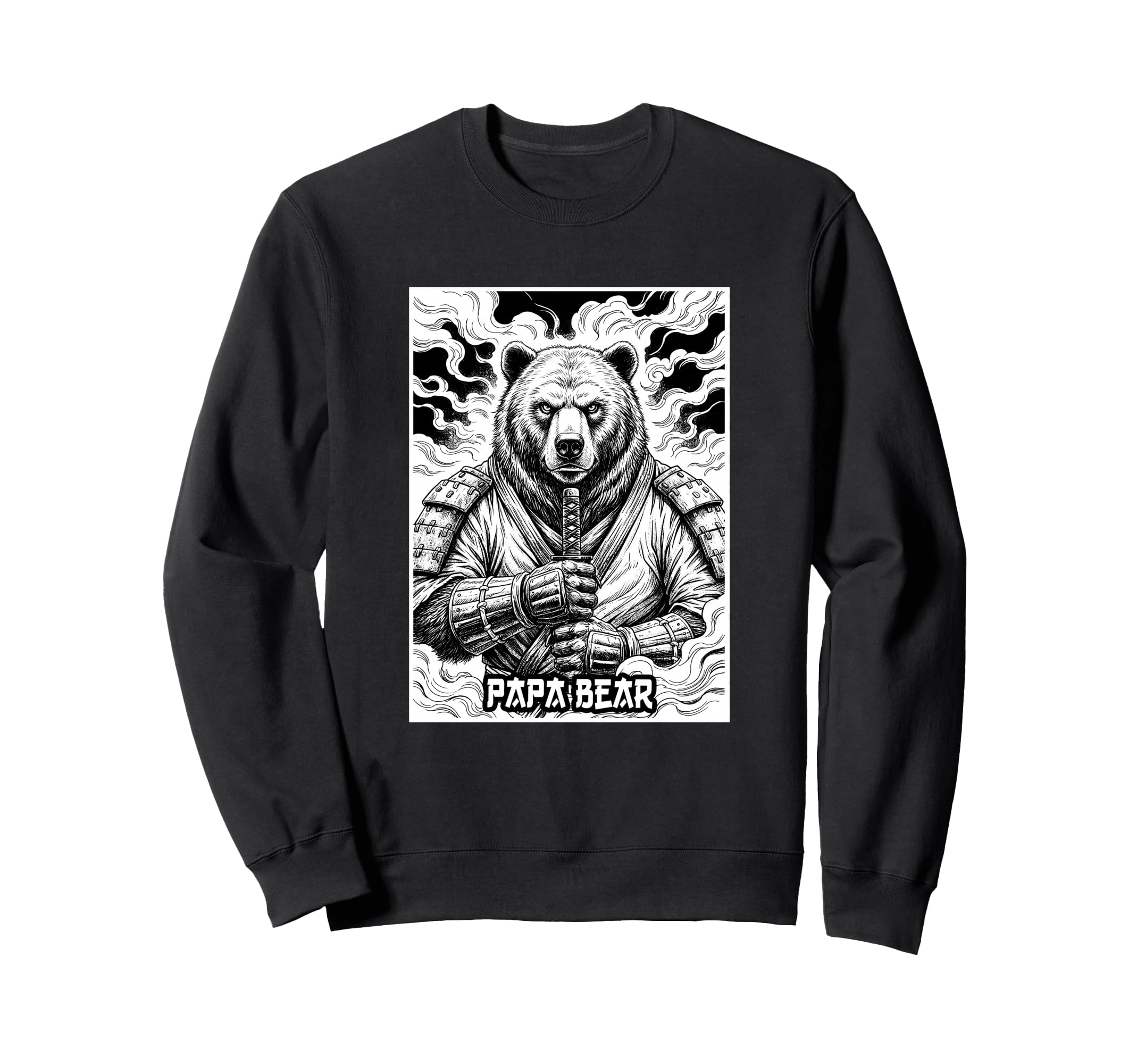 Papa Samurai Ronin Father Bear W Sweatshirt - Fun Novelty Design Men Women - T-Shirt, Sweatshirt, Hoodie