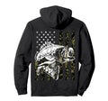 American Flag Bass Fish Patriotic Hoodie - Casual Everyday Wear Men Women - T-Shirt, Sweatshirt, Hoodie