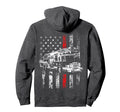 Fireman American Flag Thin Red Line Hoodie - Novelty Apparel for Adults - T-Shirt, Sweatshirt, Hoodie