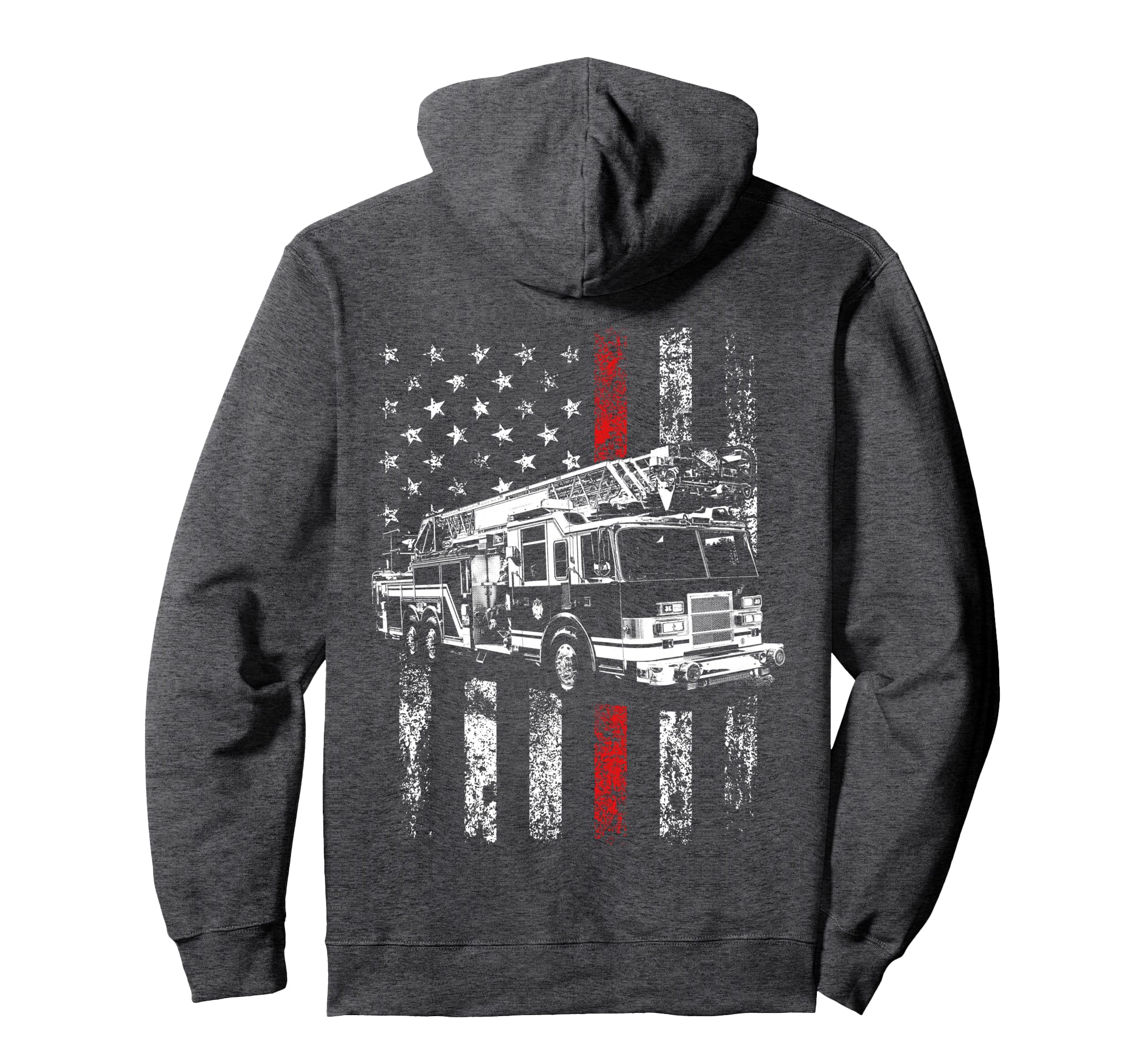 Fireman American Flag Thin Red Line Hoodie - Novelty Apparel for Adults - T-Shirt, Sweatshirt, Hoodie
