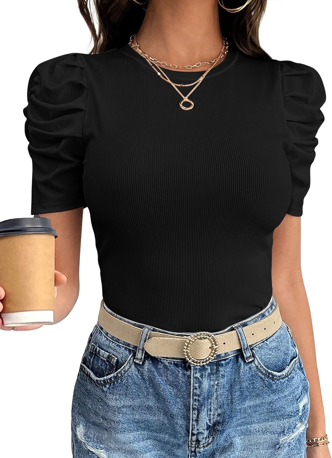 Women Puff Short Sleeve Crewneck Dressy Casual Tops - Adult & Kids T-Shirts, Sweatshirts & Hoodies apparel design preview 1