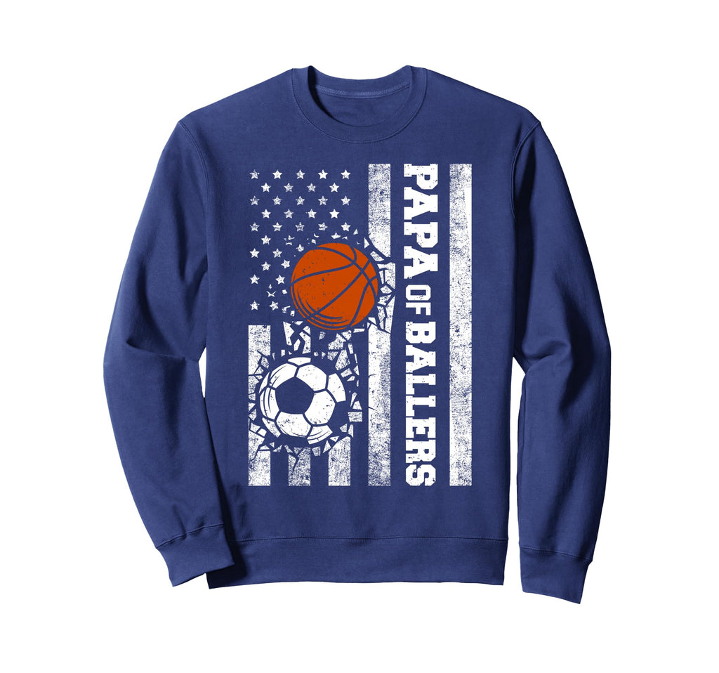Papa Ballers Funny Usa Flag Soccer Sweatshirt - Trendy Graphic Unisex - T-Shirt, Sweatshirt, Hoodie