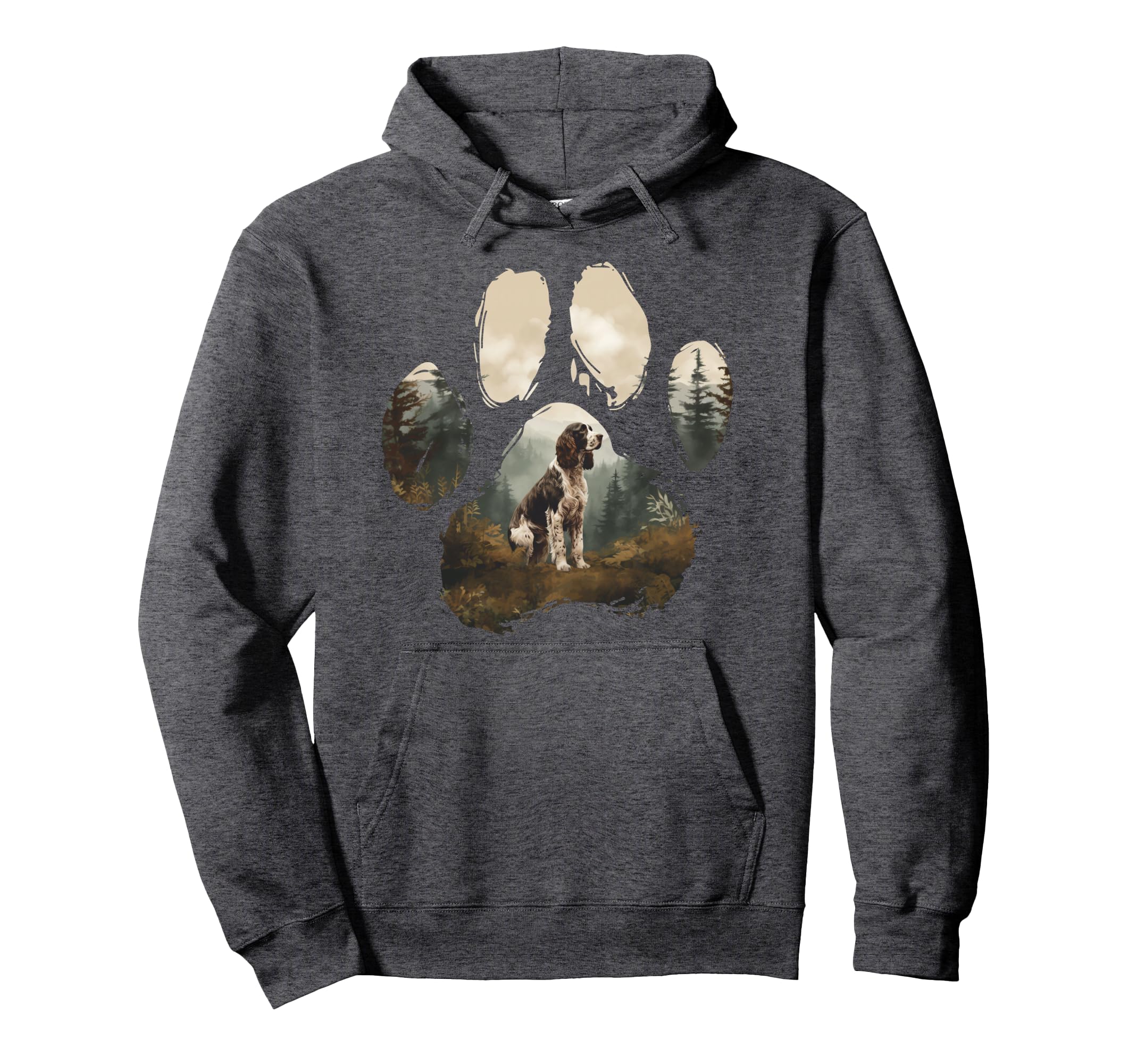 English Springer Spaniel Mountain Paw Hoodie - Custom Art Print Men Women - T-Shirt, Sweatshirt, Hoodie