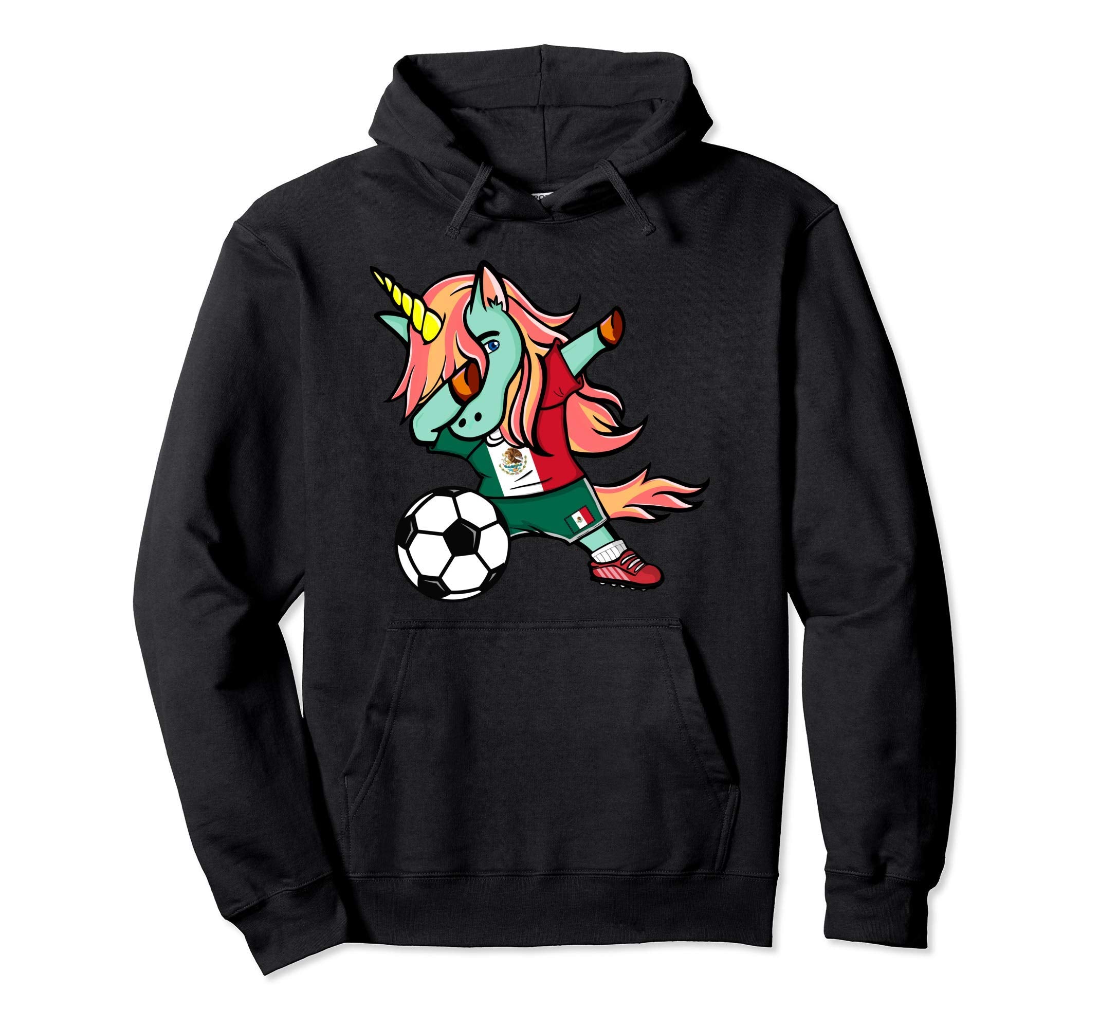 Funny Dabbing Unicorn Mexico Football Hoodie - Streetwear Style Men Women - T-Shirt, Sweatshirt, Hoodie