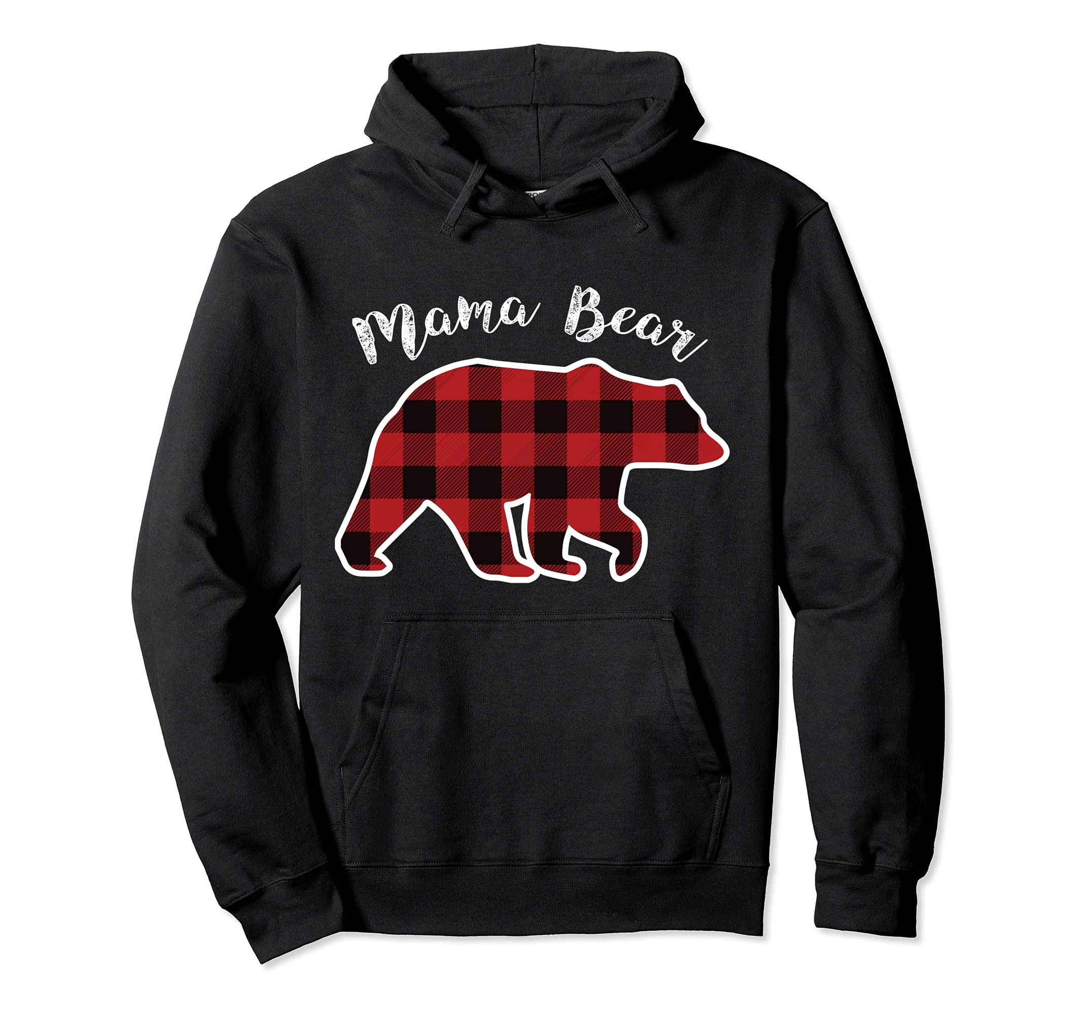 Mama Bear Red Plaid Pajama Family Mom Gift Hoodie - Novelty Apparel Unisex - T-Shirt, Sweatshirt, Hoodie