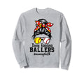 Messy Bun Mom Both Baseball Softball Sweatshirt - Graphic Print Men Women - T-Shirt, Sweatshirt, Hoodie