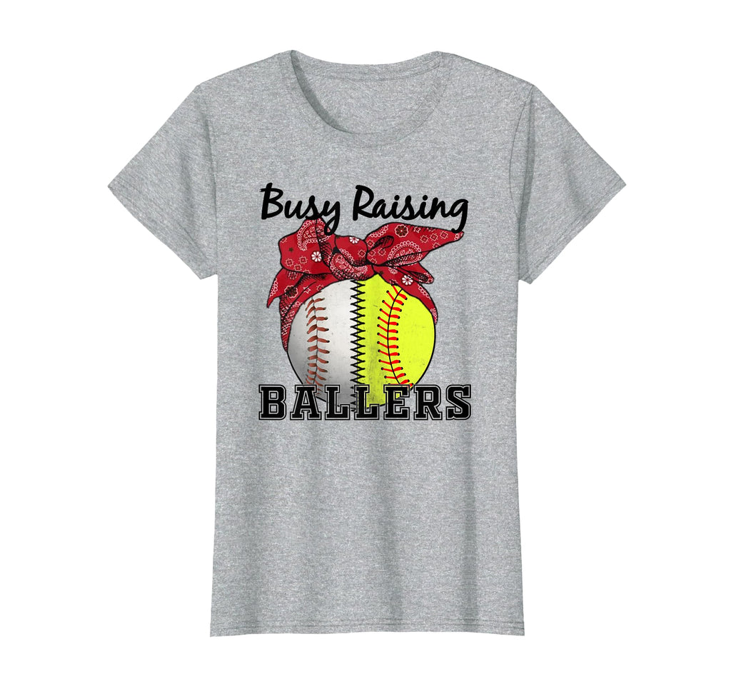 Busy Raising Ballers Softball Baseball Mom T-Shirt - Novelty Apparel Unisex - T-Shirt, Sweatshirt, Hoodie